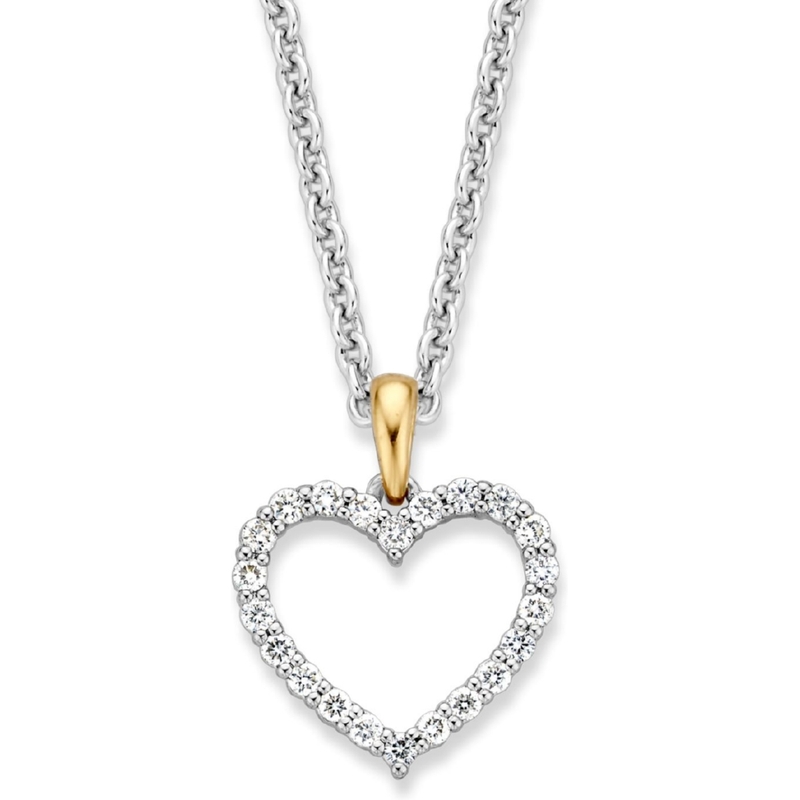 Excellent Jewelry HG415436 14k bicolor gouden hanger met 0,26 ct diamant