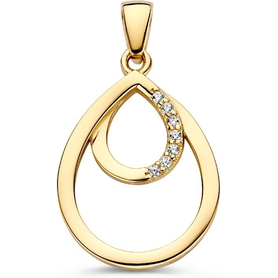 Excellent Jewelry HM128012 14k gouden hanger druppel met zirkonia 25 mm