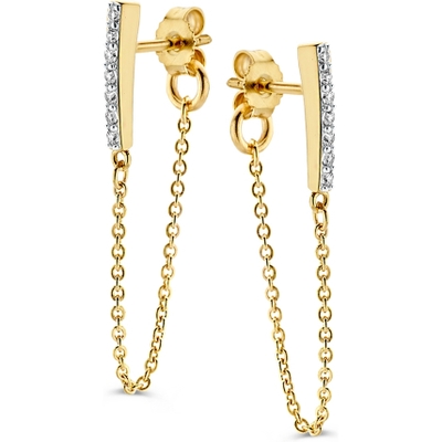 OB127522 14k gouden oorhangers met zirkonia