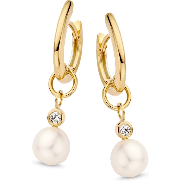 Excellent Jewelry OB137550 14k gouden oorringen met parel hanger