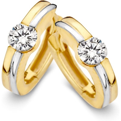 OB426238 14k bicolor gouden oorringen met zirkonia
