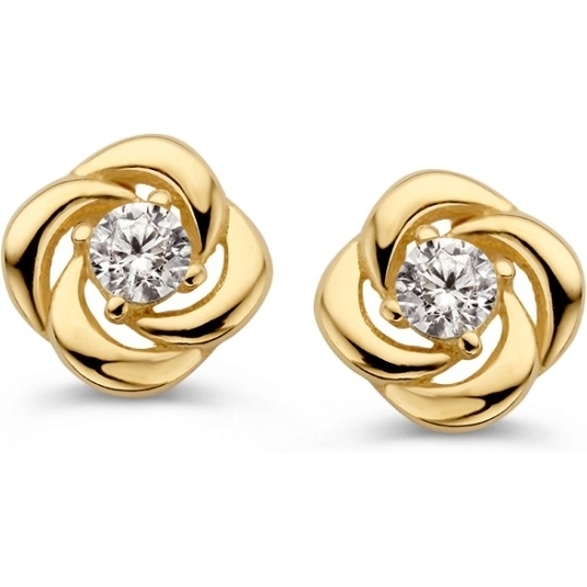 Excellent Jewelry OE127894 14k gouden oorknopjes bloem met zirkonia 6,5 mm