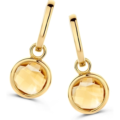 OE137499 14k gouden oorringen met citrien hanger