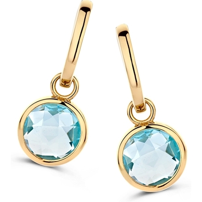 OE137501 14k gouden oorringen met topaas hanger