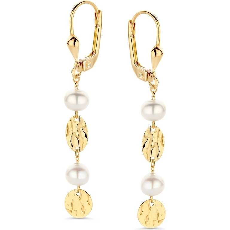 Excellent Jewelry OE137904 14k gouden oorhangers met parel 44 mm