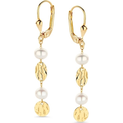 OE137904 14k gouden oorhangers met parel 44 mm