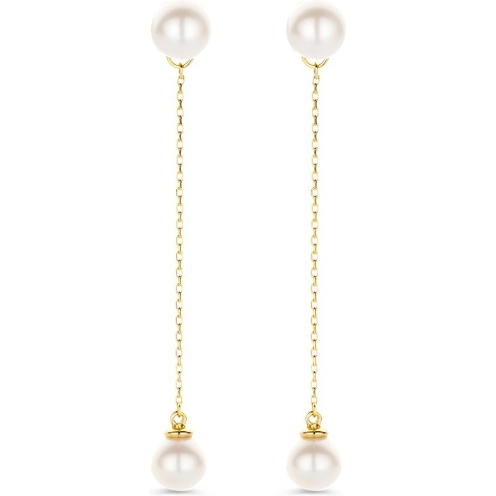 Excellent Jewelry OE137922 14k gouden oorhangers met parel 54 mm