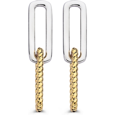 OF607645 Zilver met 14k gouden oorhangers 30 mm