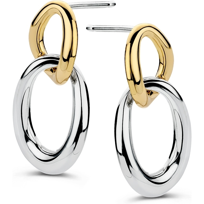 Excellent Jewelry OF607651 Zilver met 14k gouden oorhangers 26 mm