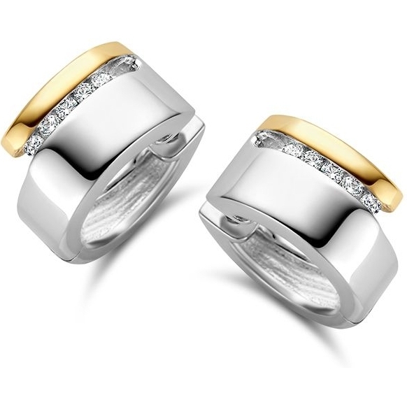 Excellent Jewelry OF627135 Zilver 14k gouden oorringen zirkonia