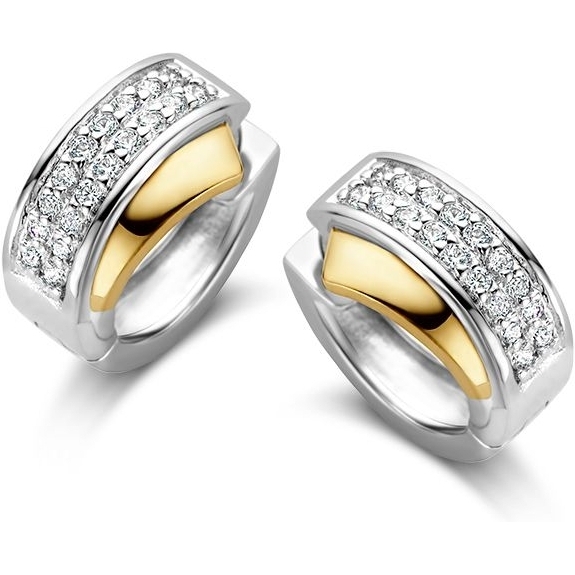 Excellent Jewelry OF627137 Zilver 14k gouden oorringen zirkonia
