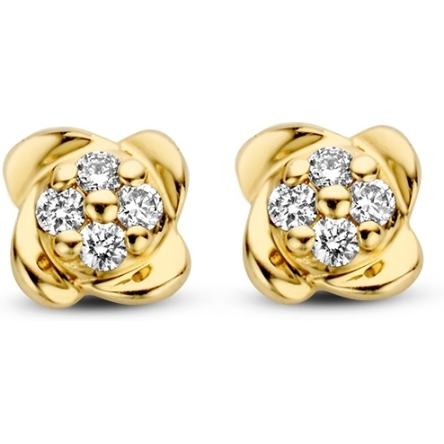 Excellent Jewelry OG117321 14k gouden oorknopjes bloem met 0,06 ct diamant