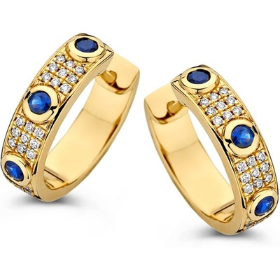 OG137854 14k gouden oorringen met saffier en 024 ct diamant