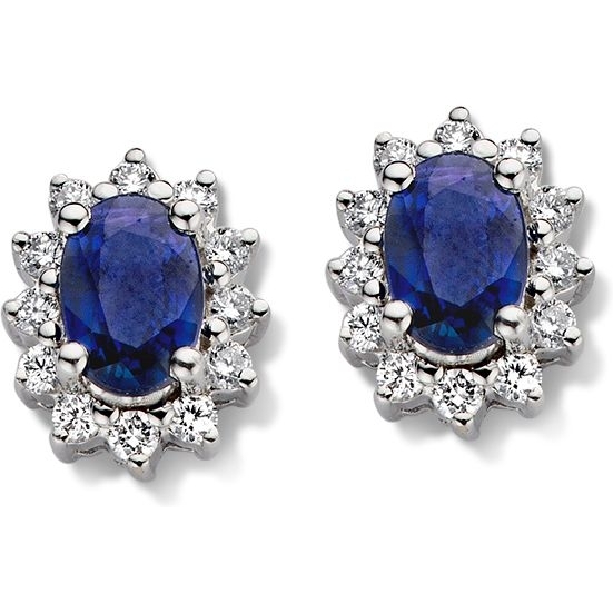 Excellent Jewelry OG237112 14k witgouden oorknopjes met saffier en 0,28 ct diamant