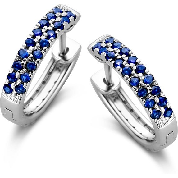 Excellent Jewelry OG237152 14k witgouden oorringen met saffier en 0,40 ct diamant