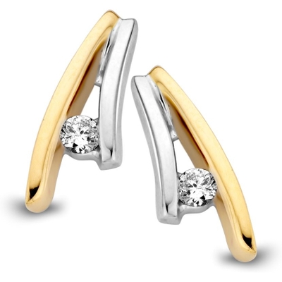 OG413569 14k bicolor gouden oorknopjes met 006 ct diamant