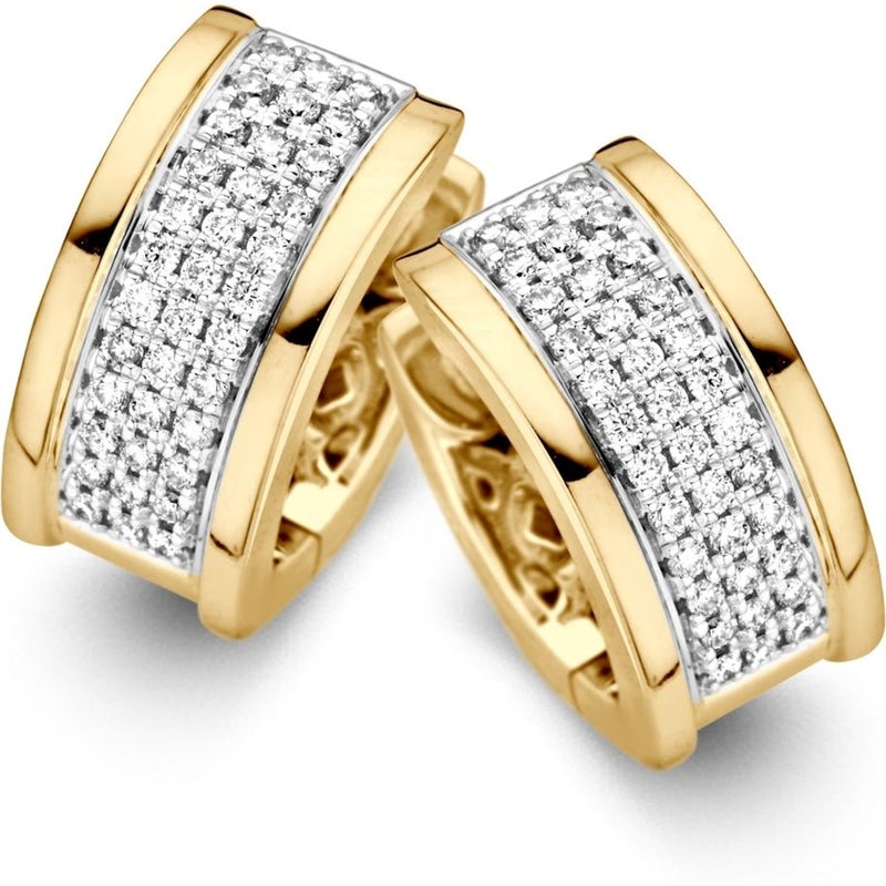Excellent Jewelry OG415393 14k bicolor gouden oorringen met 0,45 ct diamant