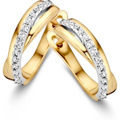 OH426582 14k bicolor gouden oorringen met zirkonia