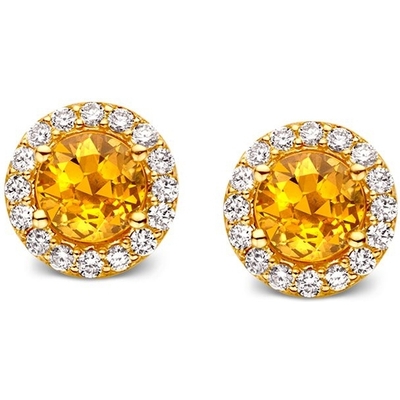 OL837418 18k gouden oorknopjes met saffier en 022 ct diamant