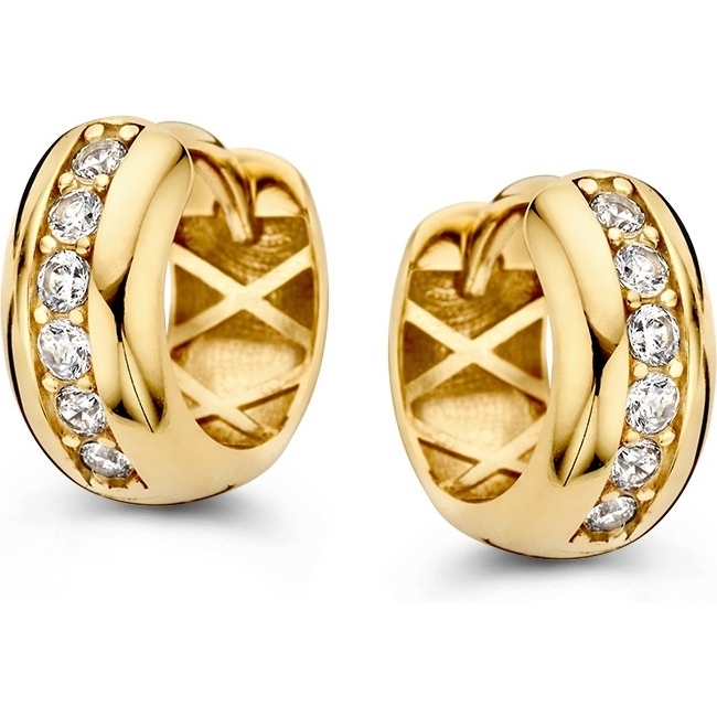 Excellent Jewelry OM127763 14k gouden oorringen bol met zirkonia