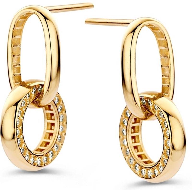 Excellent Jewelry OM128008 14k gouden oorhangers met zirkonia 20 mm