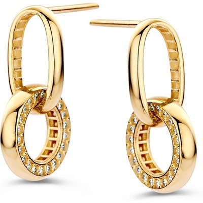 OM128008 14k gouden oorhangers met zirkonia 20 mm