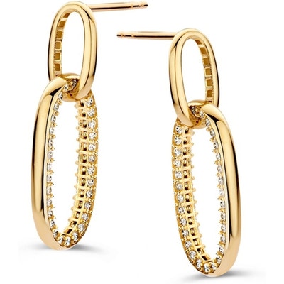 OM128009 14k gouden oorhangers met zirkonia 27 mm