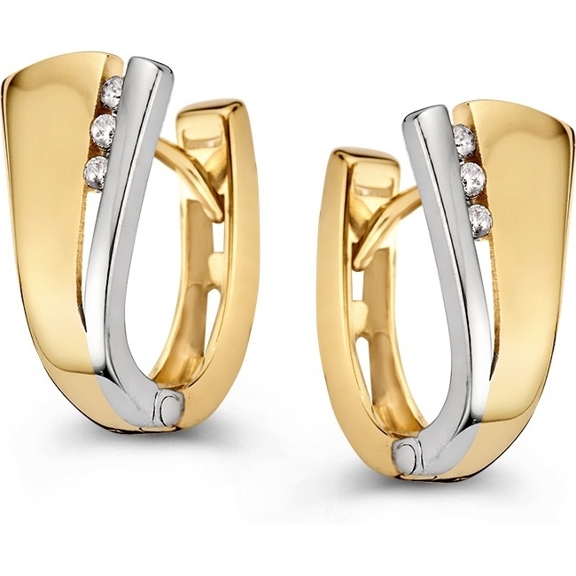 Excellent Jewelry OM427766 14k bicolor gouden oorringen met zirkonia