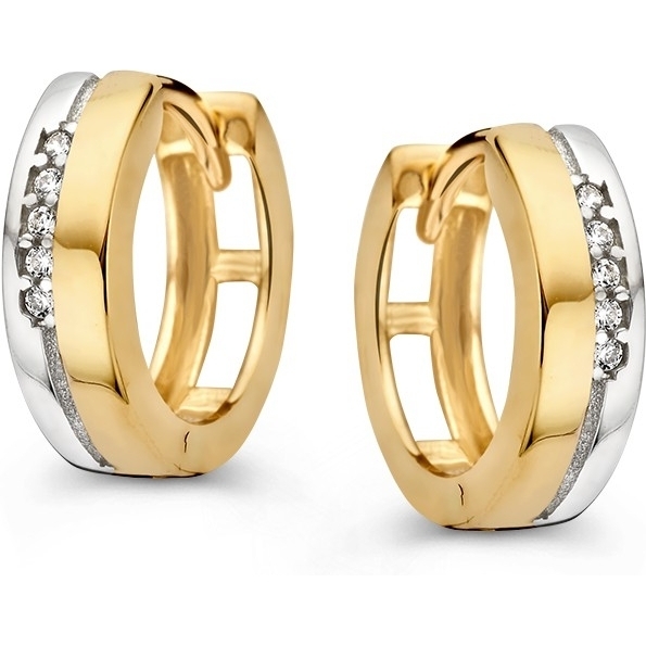 Excellent Jewelry OM427775 14k bicolor gouden oorringen met zirkonia