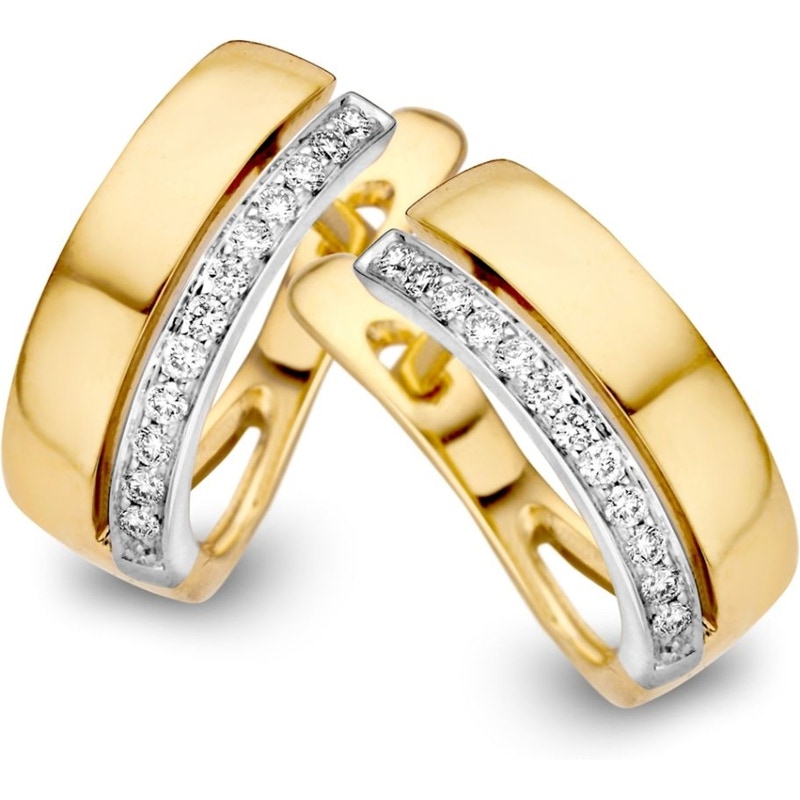 Excellent Jewelry OP416158 14k bicolor gouden oorringen met 0,10 ct diamant