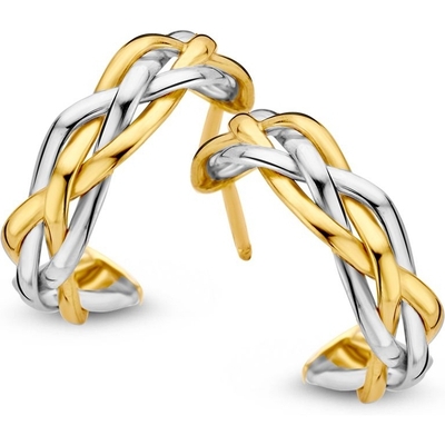 OR406823 14k bicolor gouden oorringen gevlochten 17 mm