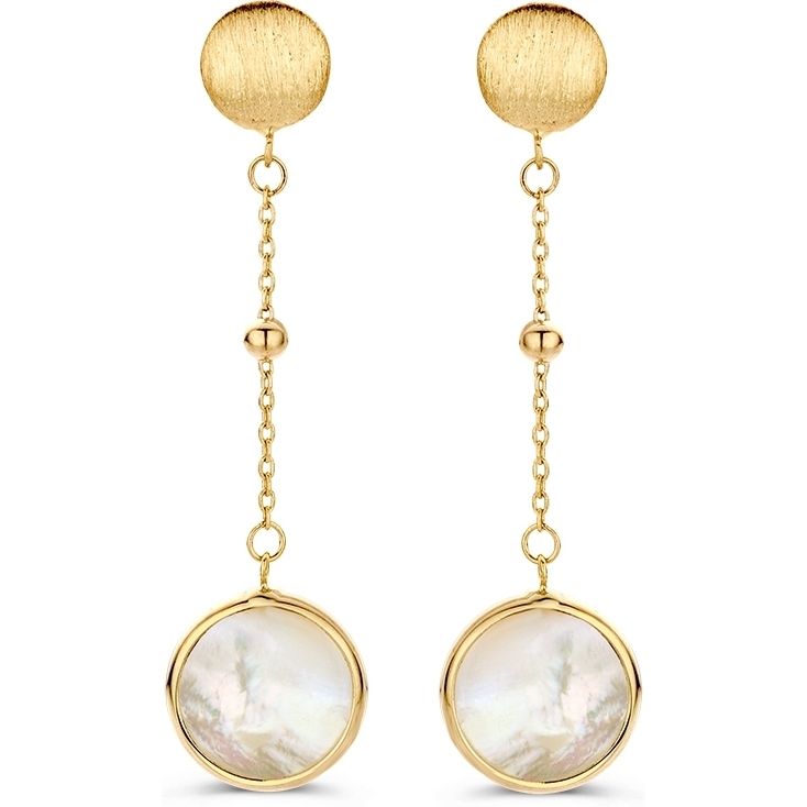 Excellent Jewelry OW137629 14k gouden oorhangers met parelmoer