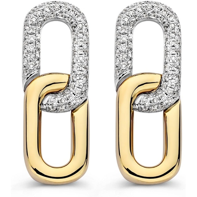 Excellent Jewelry OX417669 14k bicolor gouden oorhangers met 0,40 ct diamant