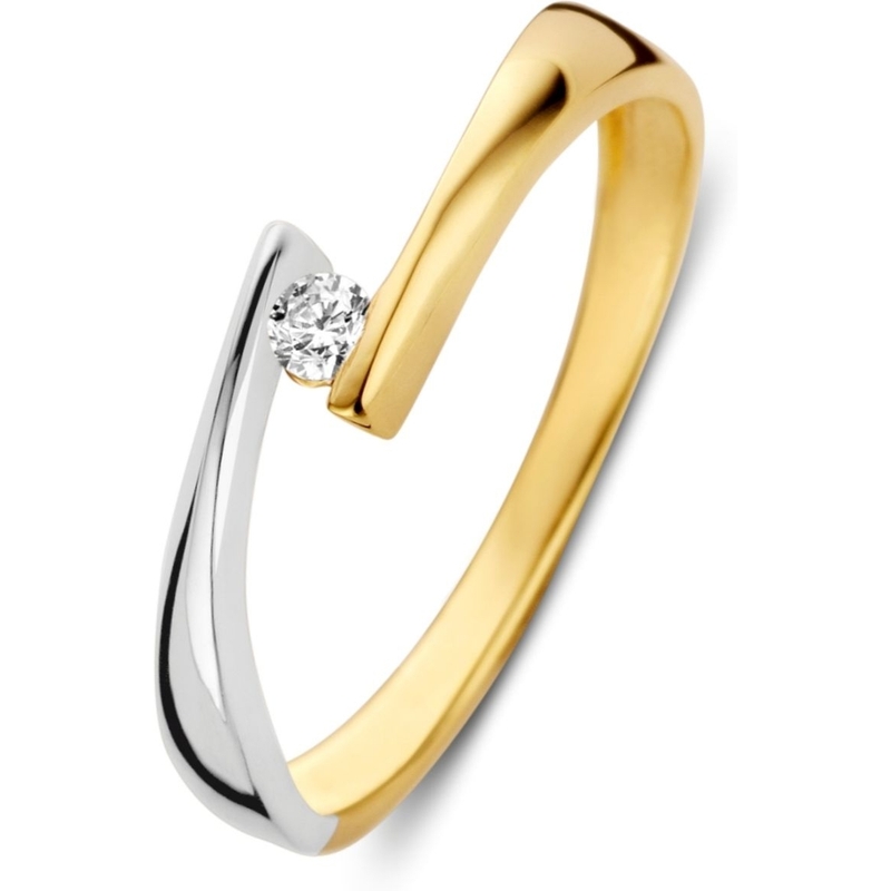 Excellent Jewelry RB425578 14k bicolor gouden ring met zirkonia