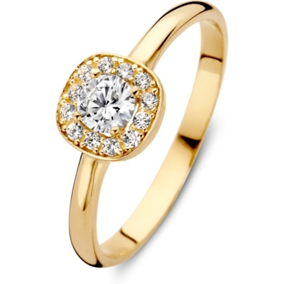 Excellent Jewelry RE127743 14k gouden ring met zirkonia halo