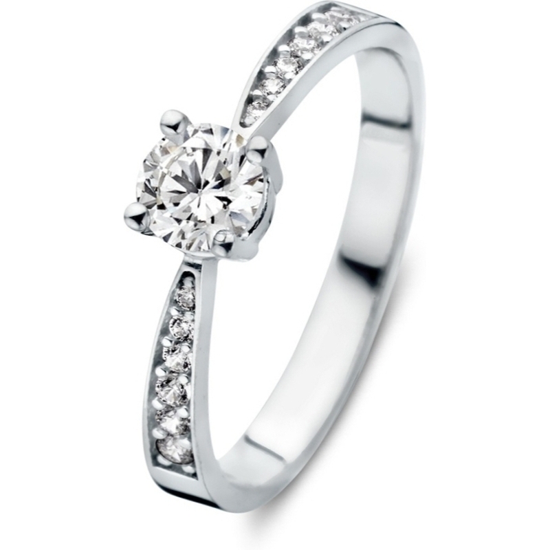 Excellent Jewelry RE227745 14k witgouden ring met zirkonia