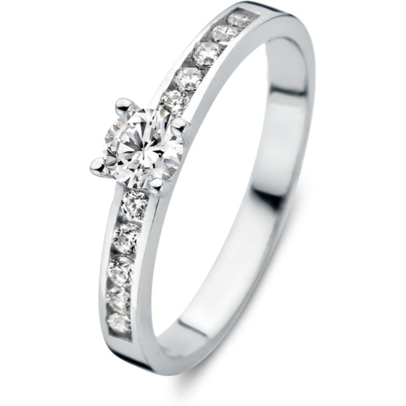 Excellent Jewelry RE227746 14k witgouden ring met zirkonia