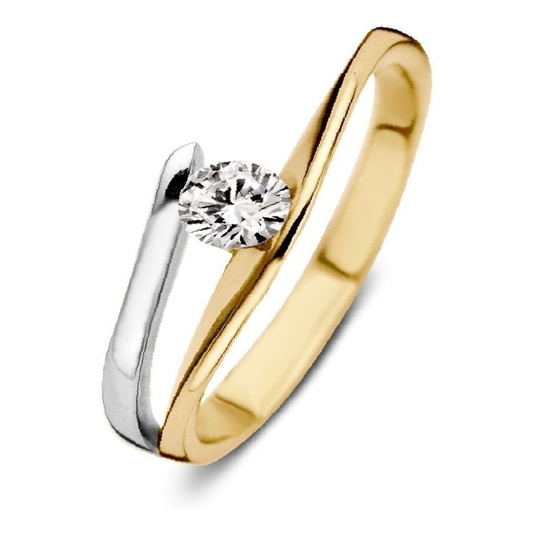 Excellent Jewelry RE426884 14 karaat bicolor gouden ring met zirkonia