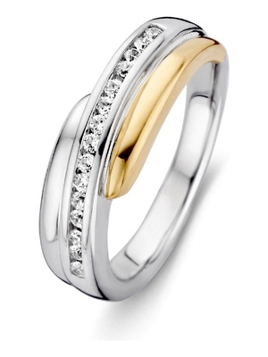 Excellent Jewelry RF625212 Zilveren ring met 14 karaat goud en zirkonia