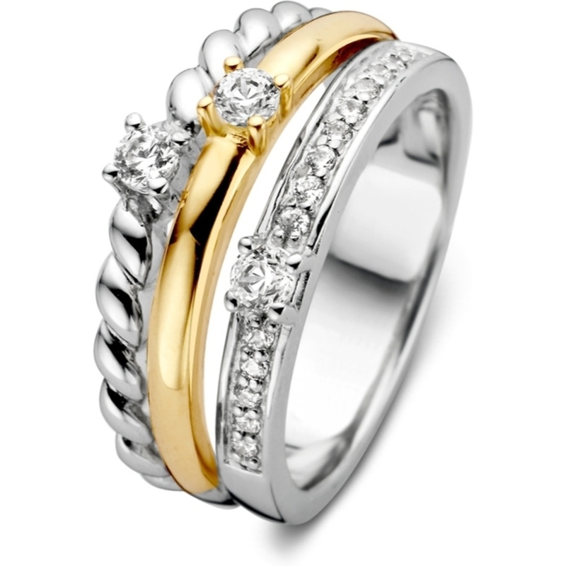 Excellent Jewelry RF627127 Zilver met 14k gouden ring met zirkonia 9,2 mm