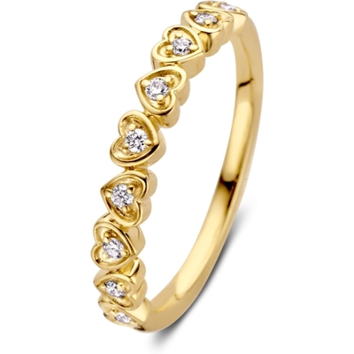 Excellent Jewelry RG117331 14k gouden ring hartjes met 0,12 ct diamant