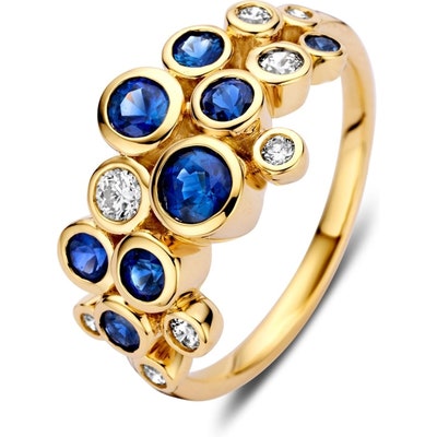 Excellent Jewelry RG137965 14k gouden ring met saffier en 0,29 ct diamant