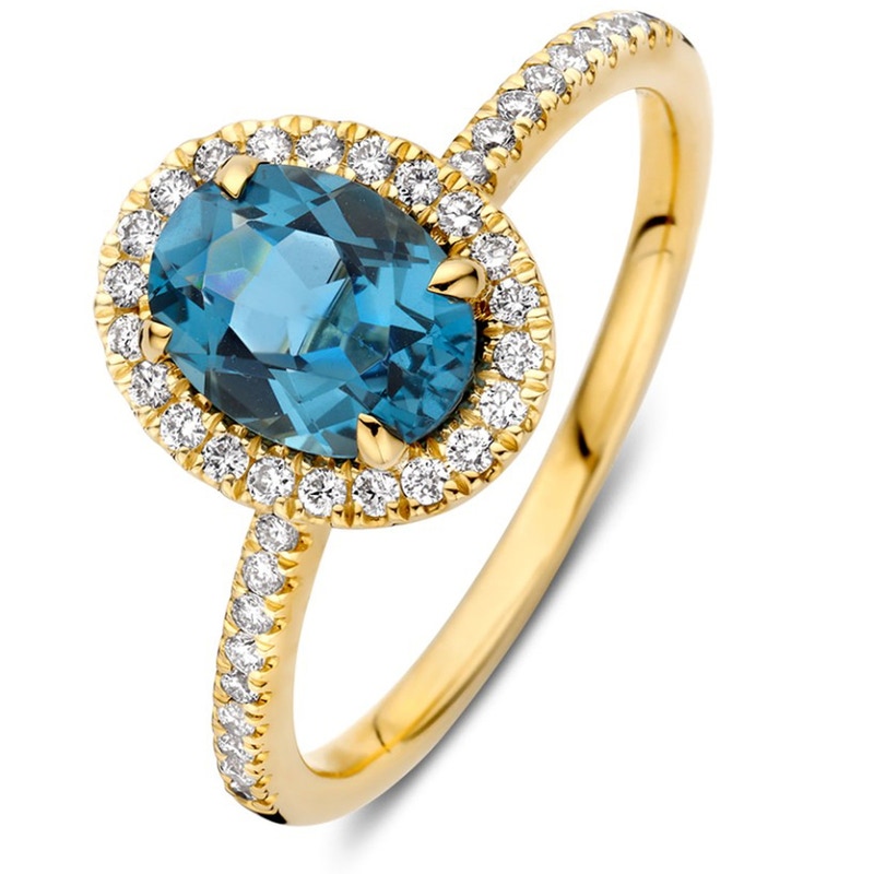 Excellent Jewelry RG138198 14k halo ring topaas
