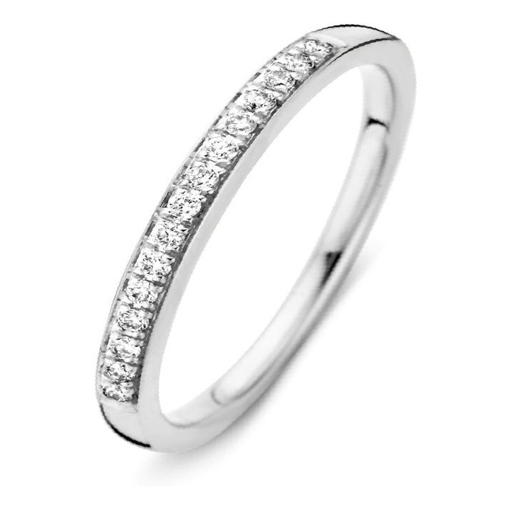 Excellent Jewelry RG214224 14 karaat witgouden ring 2 mm met 0,09 ct diamant