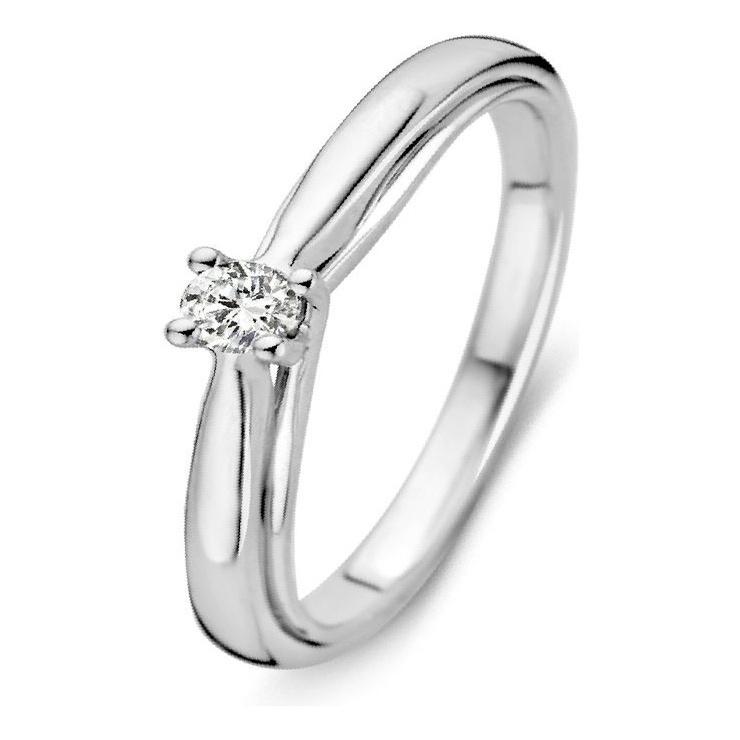Excellent Jewelry RG216245 14 karaat witgouden solitair ring met 0,09 ct diamant