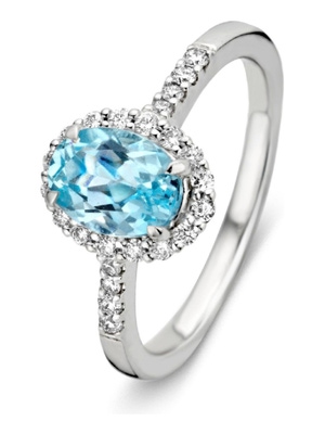 RG216348 14 karaat witgouden ring met topaas en 0,27 ct diamant