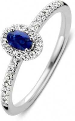 Excellent Jewelry RG216672 14k witgouden ring saffier en diamant