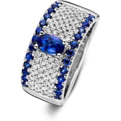 Excellent Jewelry RG216860 14k witgouden ring saffier en diamant