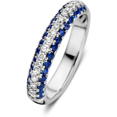 Excellent Jewelry RG216861 14k witgouden ring saffier en diamant 4 mm