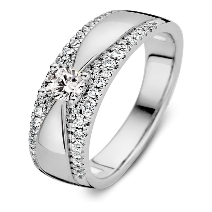 Excellent Jewelry RG217083 14 karaat witgouden ring met 0,40 ct diamant